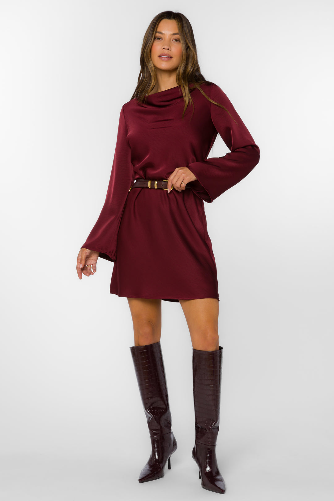 Mariko Maroon Dress - Dresses - Velvet Heart Clothing