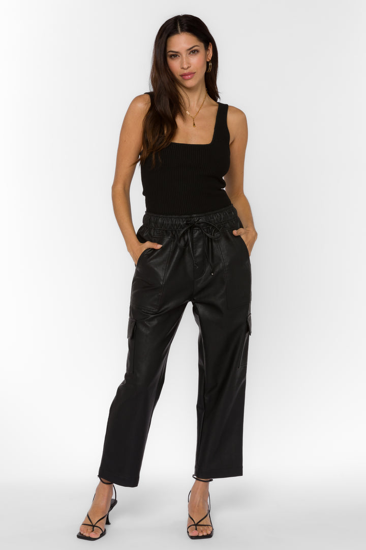 Mario Black Vegan Leather Pants - Pants - Velvet Heart Clothing