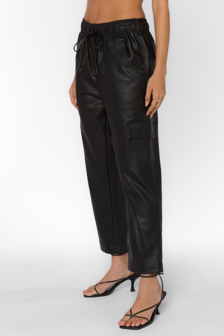 Mario Black Vegan Leather Pants - Pants - Velvet Heart Clothing