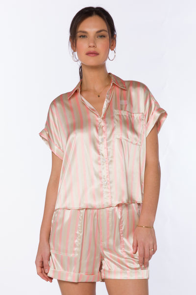 Marni Coral Stripe Shirt - Tops - Velvet Heart Clothing