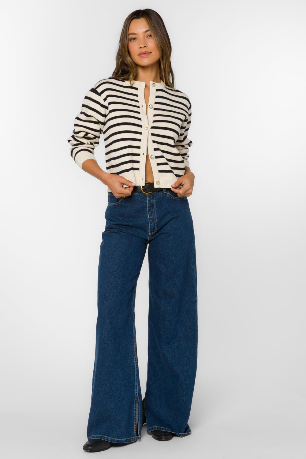 Melinda Black Stripe Cardigan - Sweaters - Velvet Heart Clothing