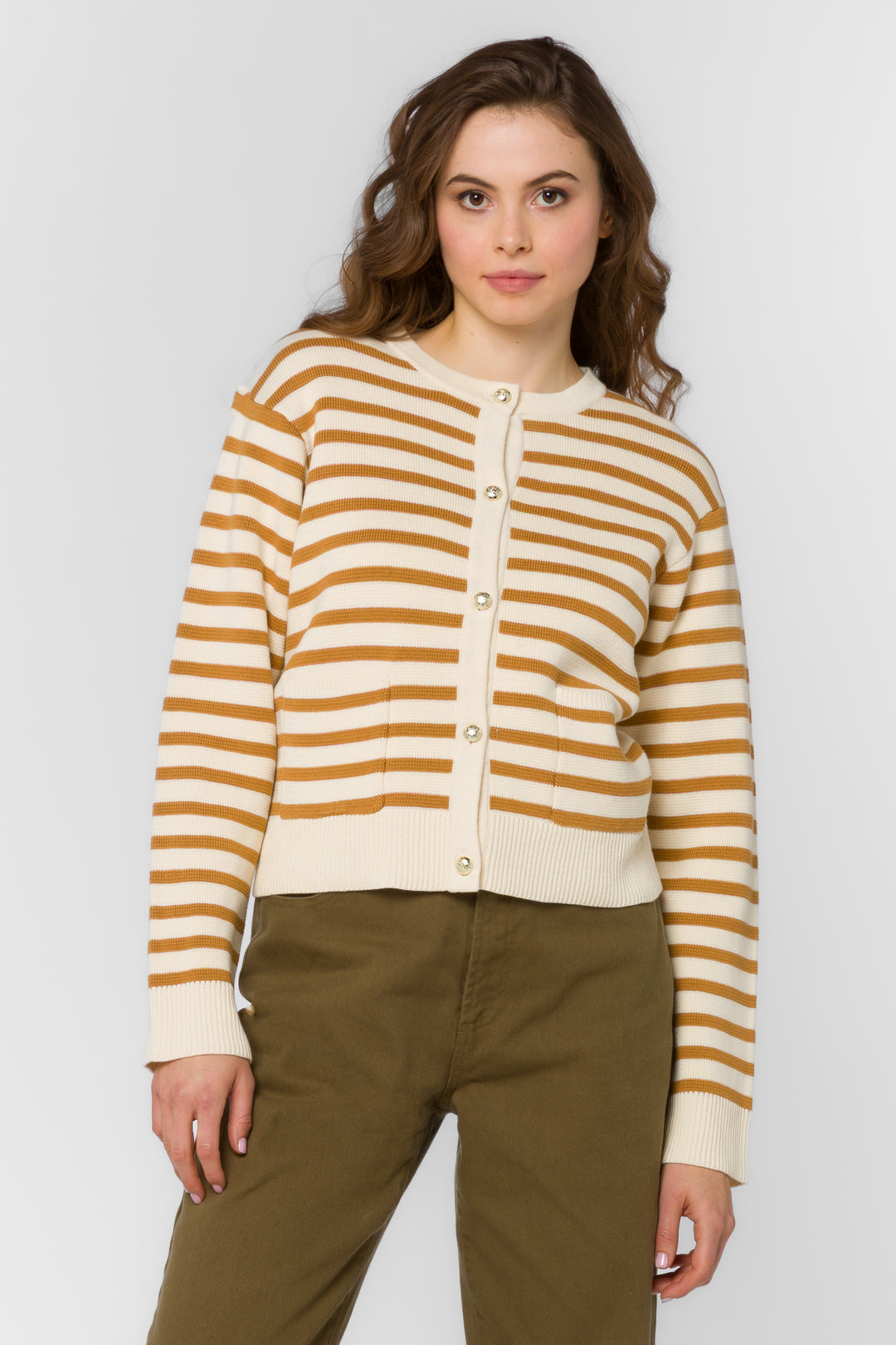Melinda Burlap Stripe Cardigan - Sweaters - Velvet Heart Clothing