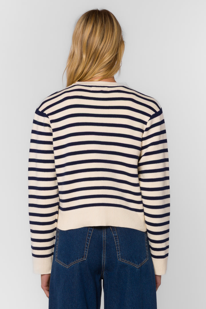 Melinda Navy Stripe Cardigan - Sweaters - Velvet Heart Clothing