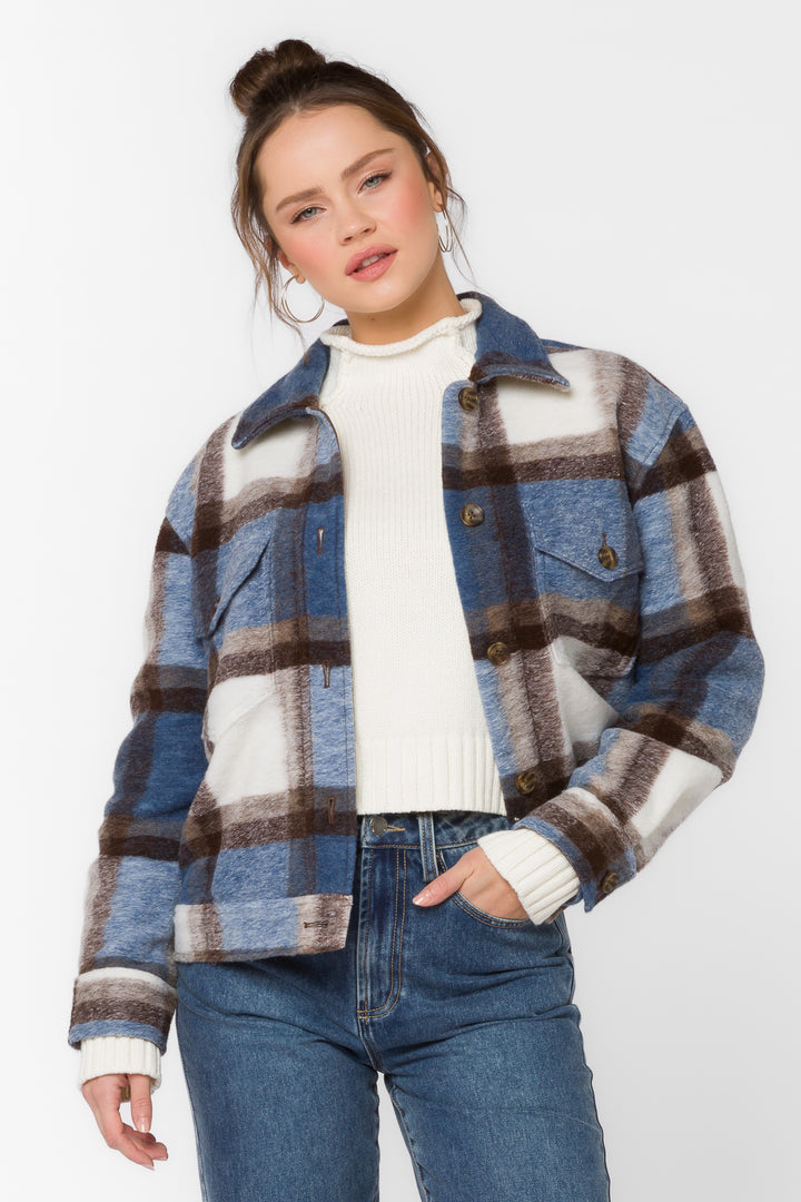 Mick Blue Brown Plaid Jacket - Jackets & Outerwear - Velvet Heart Clothing