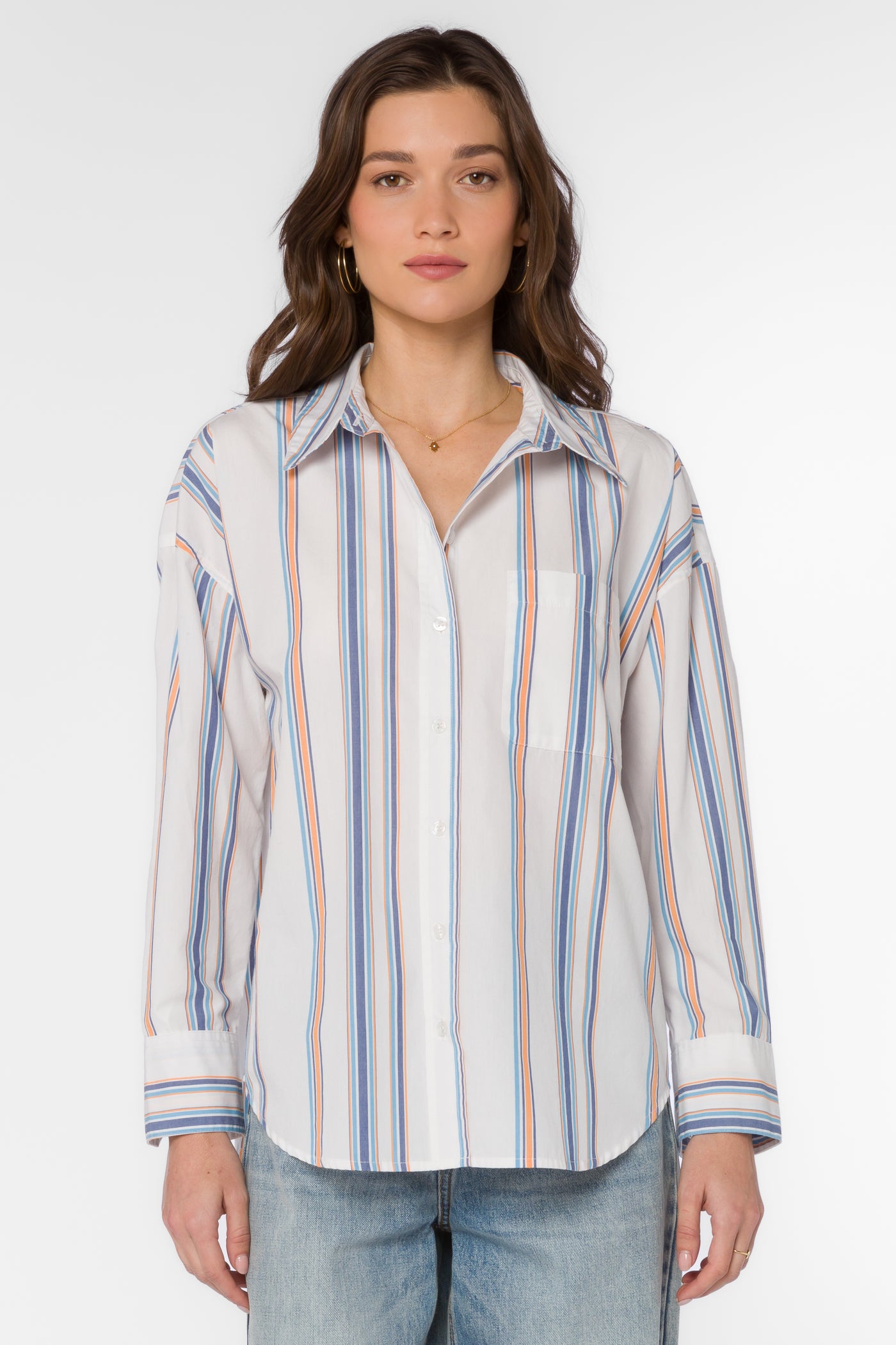 Mitch Blue Stripe Shirt - Tops - Velvet Heart Clothing
