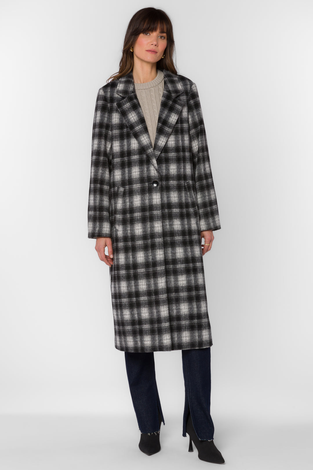 Myrtle Grey Plaid Coat - Jackets & Outerwear - Velvet Heart Clothing