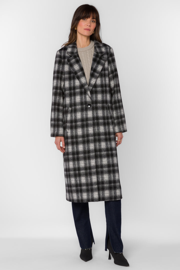 Myrtle Grey Plaid Coat - Jackets & Outerwear - Velvet Heart Clothing