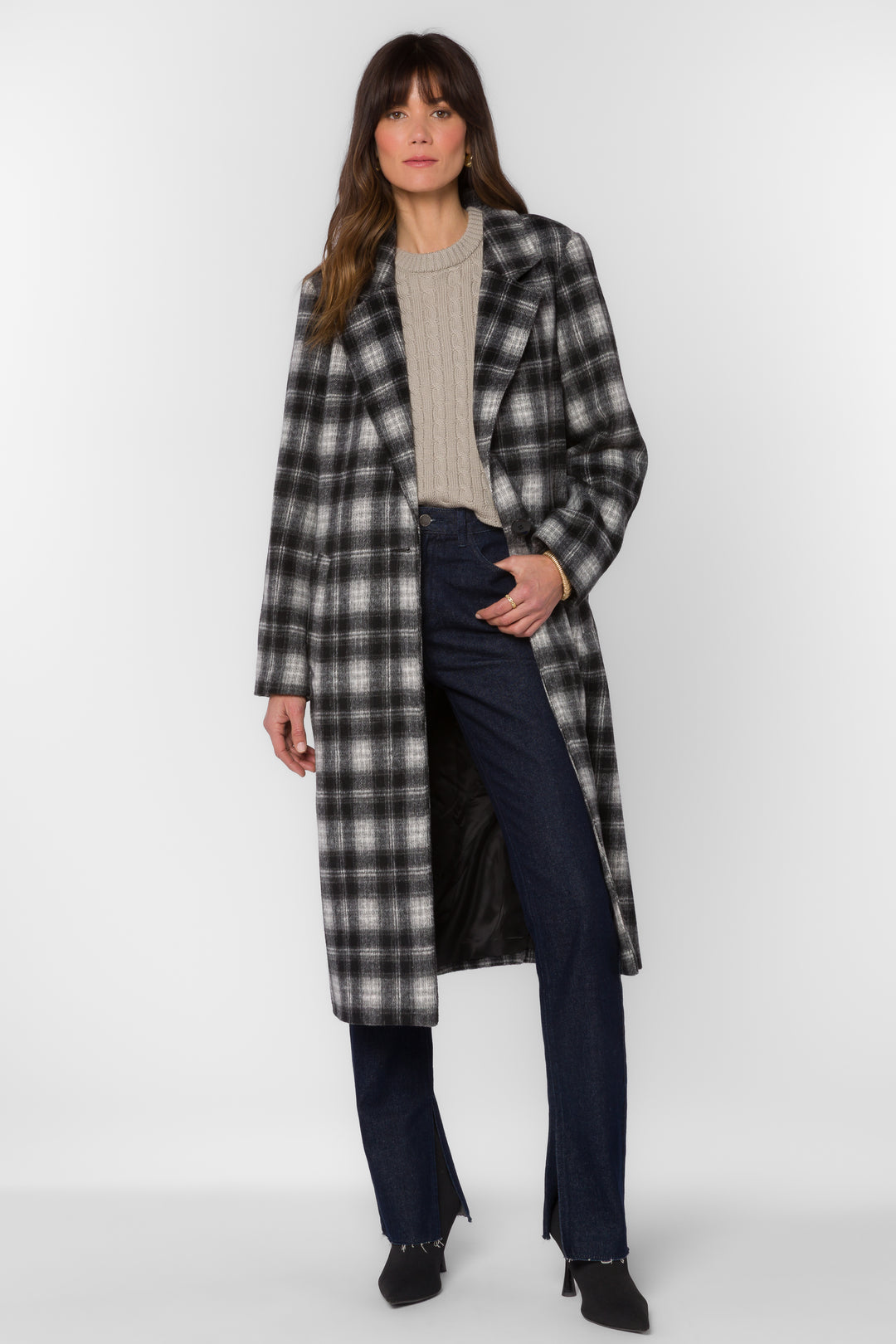 Myrtle Grey Plaid Coat - Jackets & Outerwear - Velvet Heart Clothing