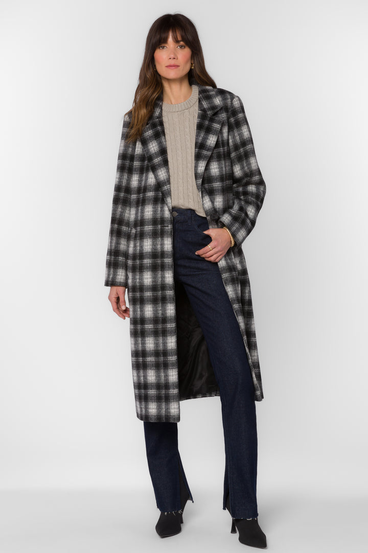 Myrtle Grey Plaid Coat - Jackets & Outerwear - Velvet Heart Clothing