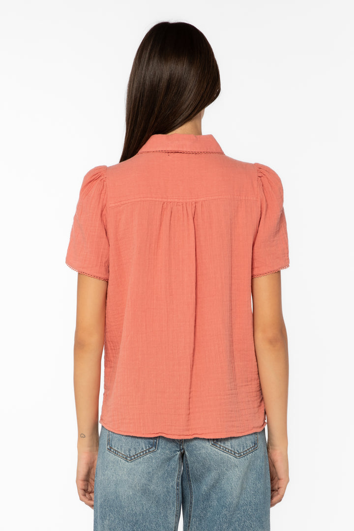 Nadette Coral Shirt - Tops - Velvet Heart Clothing
