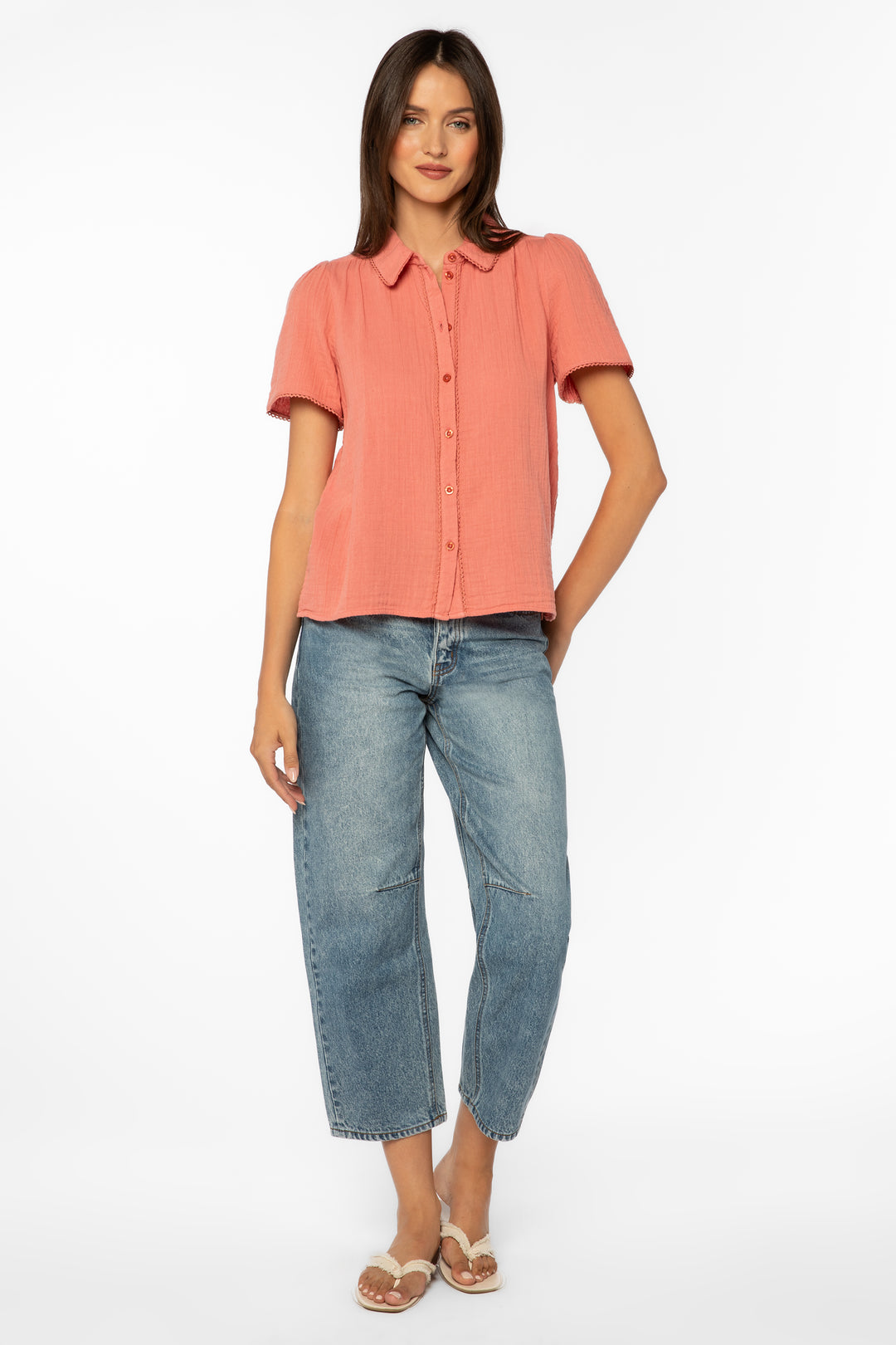 Nadette Coral Shirt - Tops - Velvet Heart Clothing