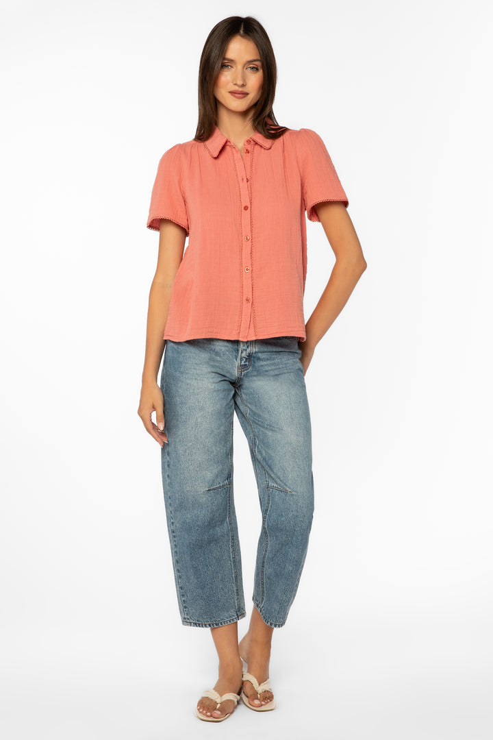 Nadette Coral Shirt - Tops - Velvet Heart Clothing