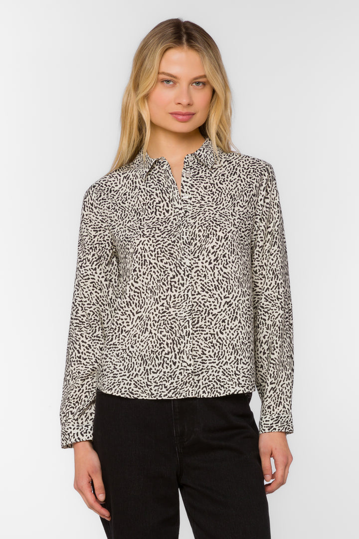 Natalie Snow Leopard Shirt - Tops - Velvet Heart Clothing