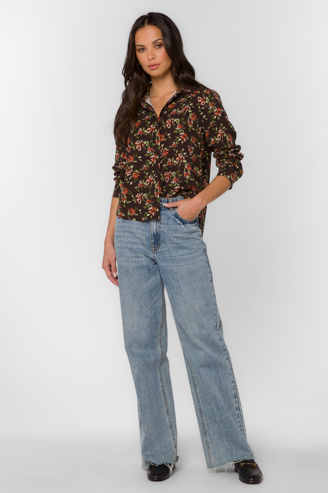 Natalie Watercolor Blossom Shirt - Tops - Velvet Heart Clothing