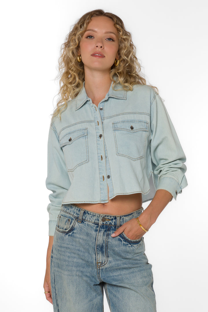 Nayeli Light Blue Sky Denim Jacket - Jackets & Outerwear - Velvet Heart Clothing