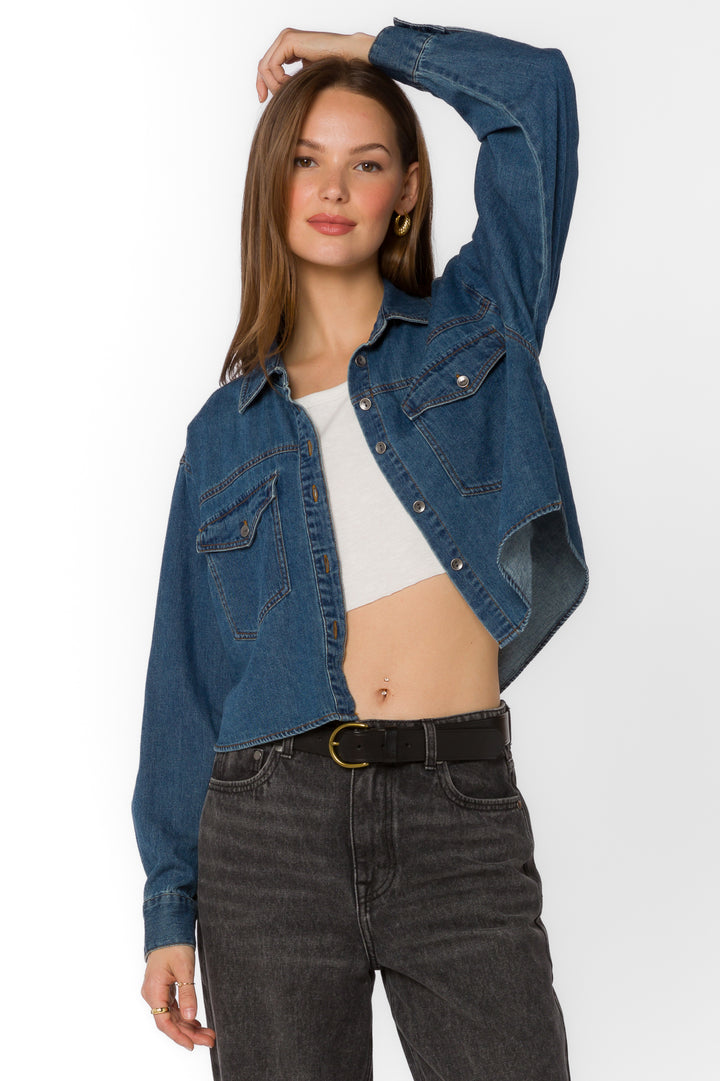 Nayeli Rockaway Blue Denim Jacket - Jackets & Outerwear - Velvet Heart Clothing