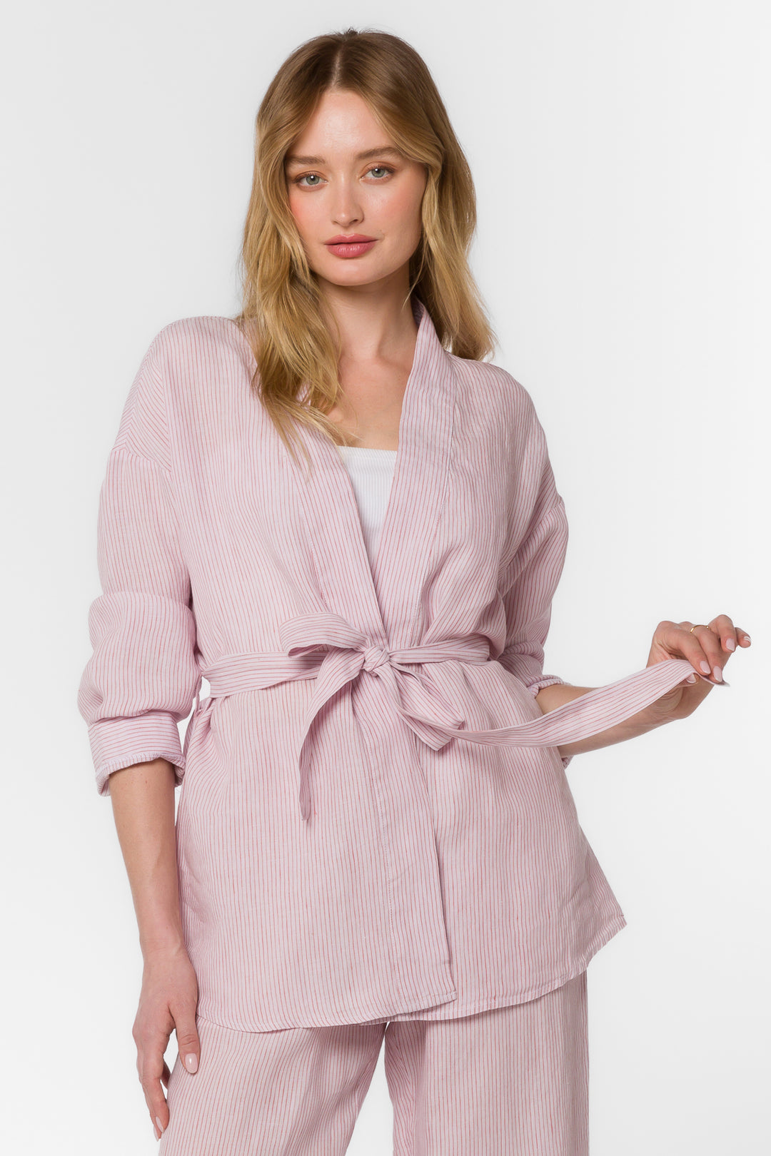 Nelly Canyon Rose Stripe Kimono - Tops - Velvet Heart Clothing