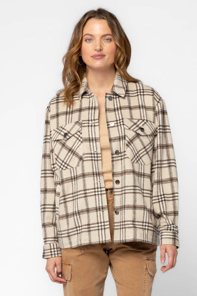 Nola Camel Plaid Shacket - Jackets & Outerwear - Velvet Heart Clothing