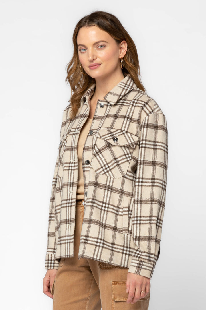 Nola Camel Plaid Shacket - Jackets & Outerwear - Velvet Heart Clothing