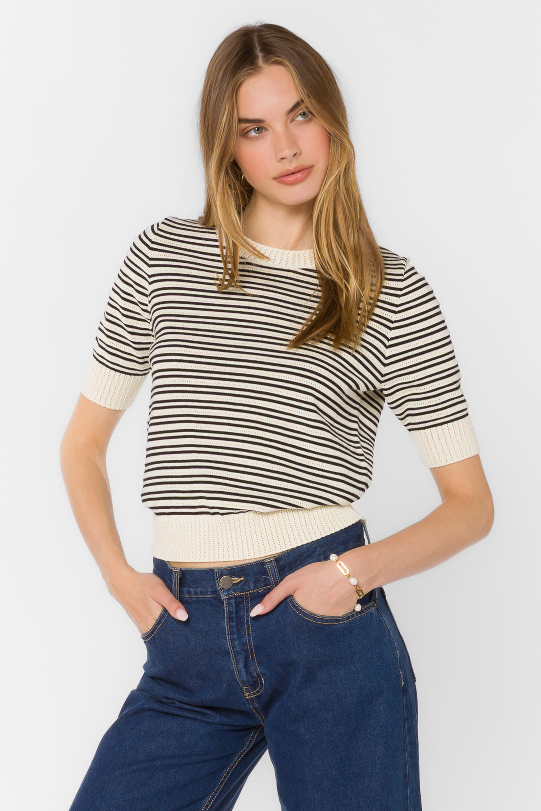 Norine Black Stripe Sweater - Sweaters - Velvet Heart Clothing