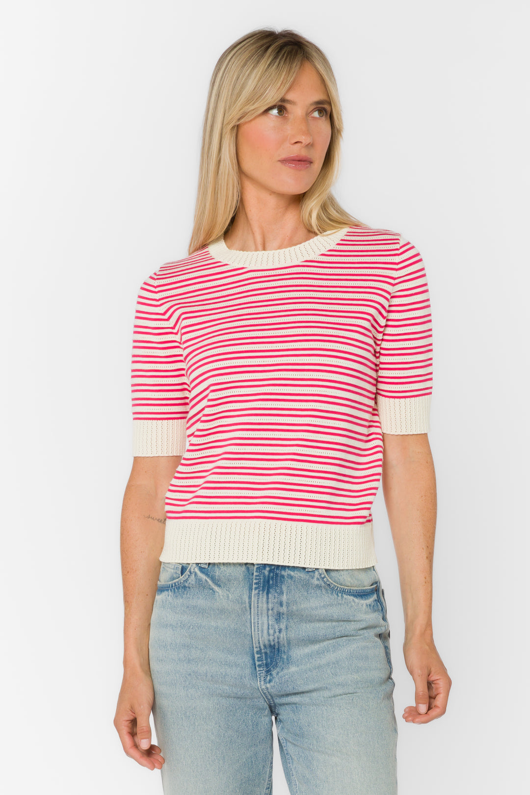 Norine Pink Stripe Sweater - Sweaters - Velvet Heart Clothing