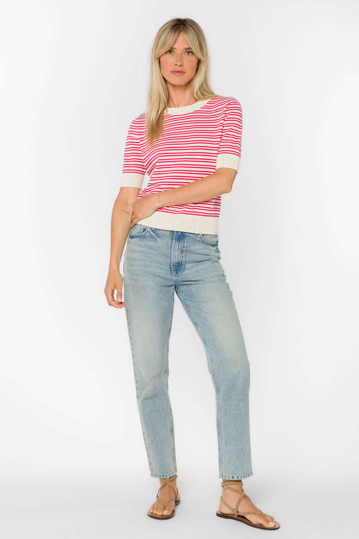 Norine Pink Stripe Sweater - Sweaters - Velvet Heart Clothing