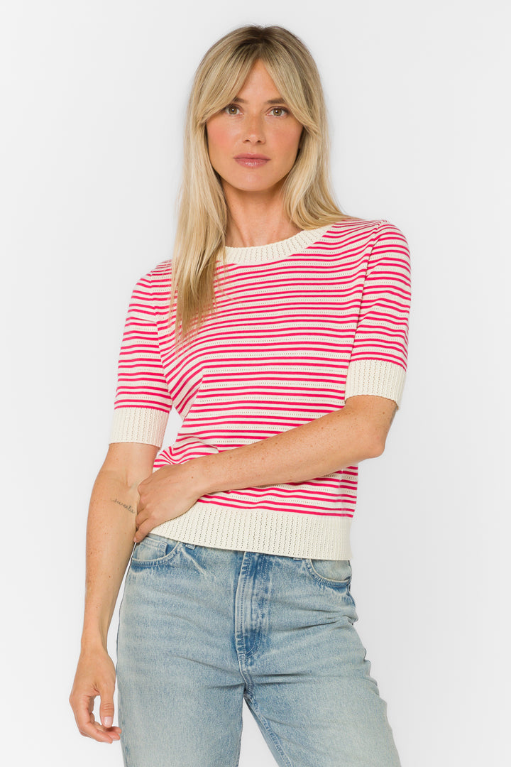 Norine Pink Stripe Sweater - Sweaters - Velvet Heart Clothing