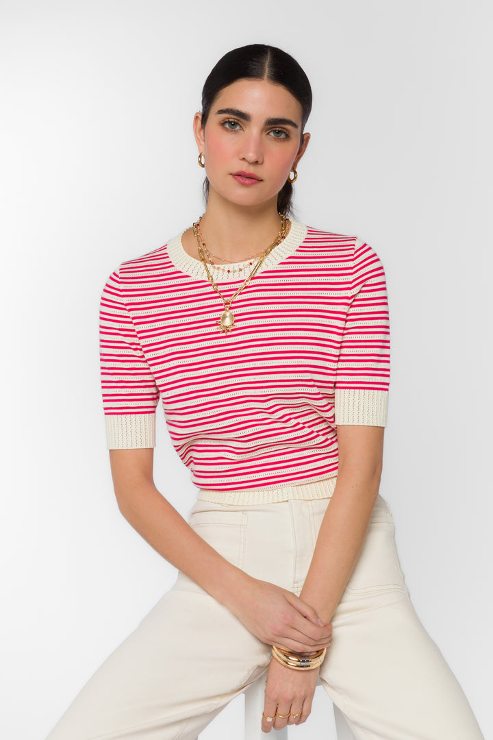 Norine Pink Stripe Sweater - Sweaters - Velvet Heart Clothing