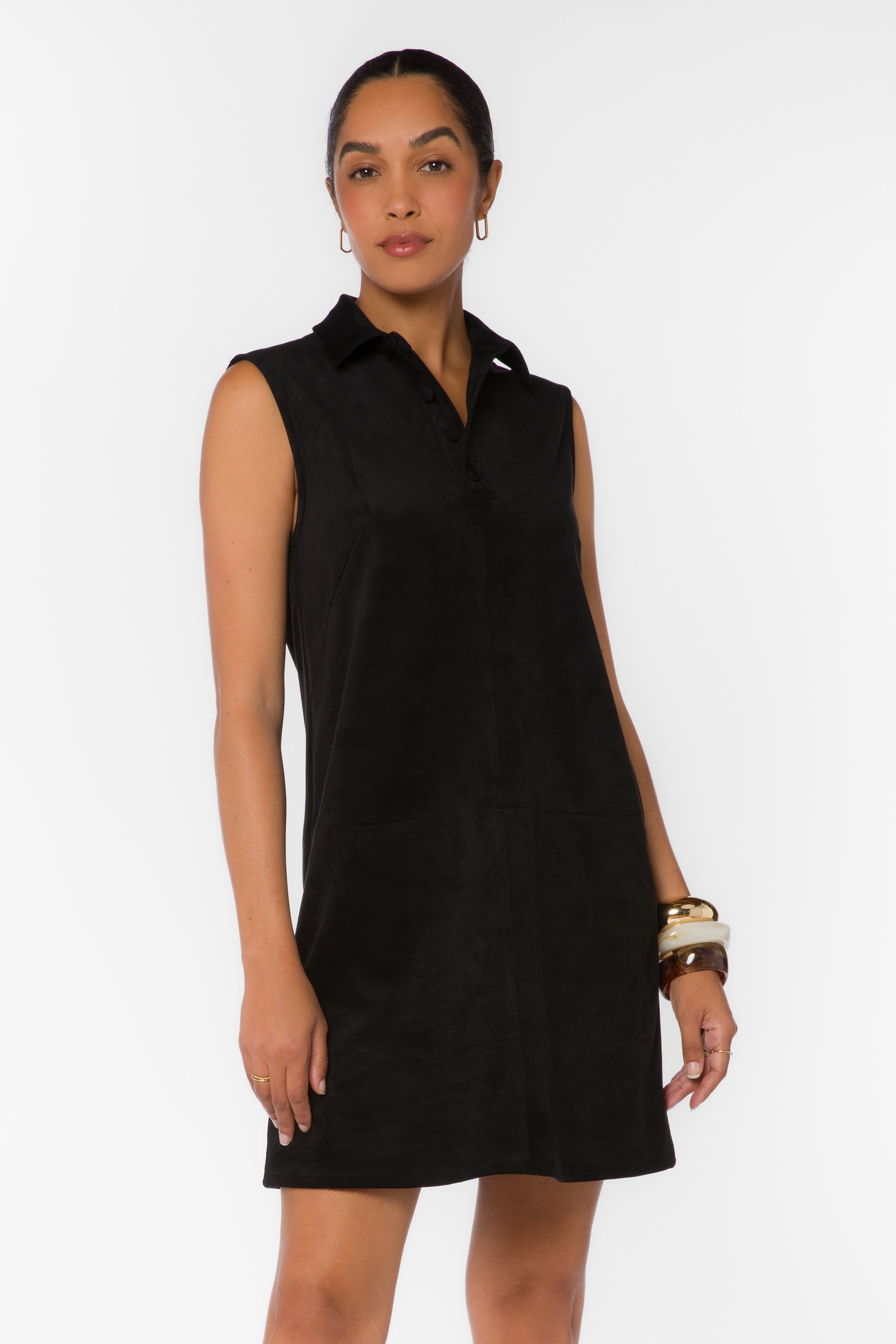 Novi Black Suede Shift Dress - Dresses - Velvet Heart Clothing