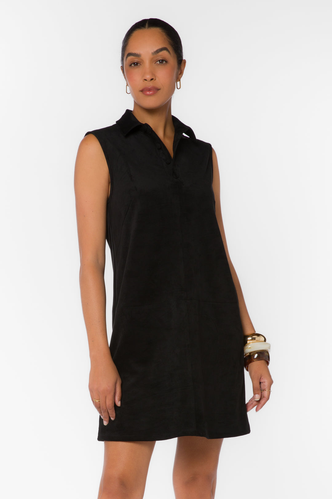 Novi Black Suede Shift Dress