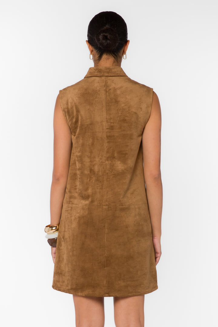 Novi Brown Suede Shift Dress