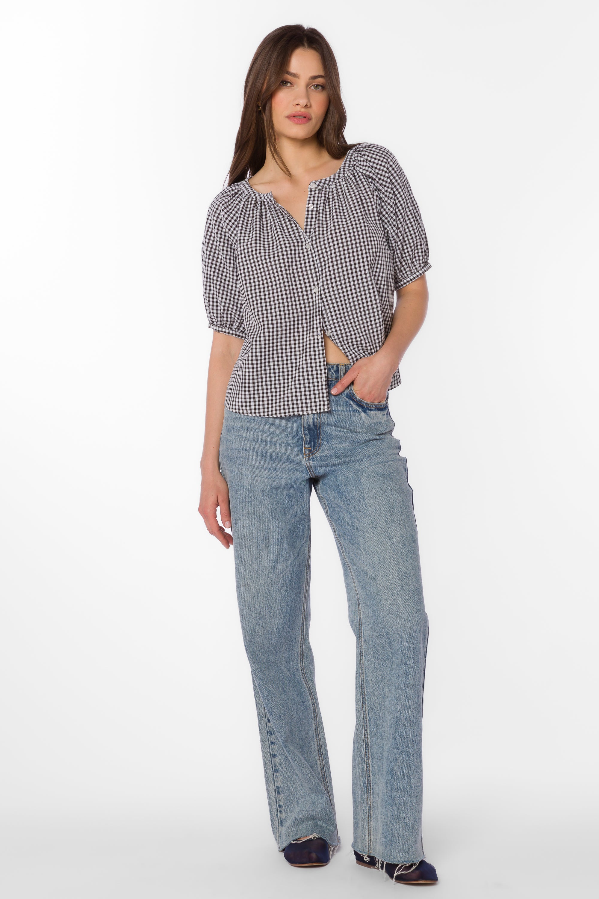 Ottilie Black Gingham Top - Tops - Velvet Heart Clothing