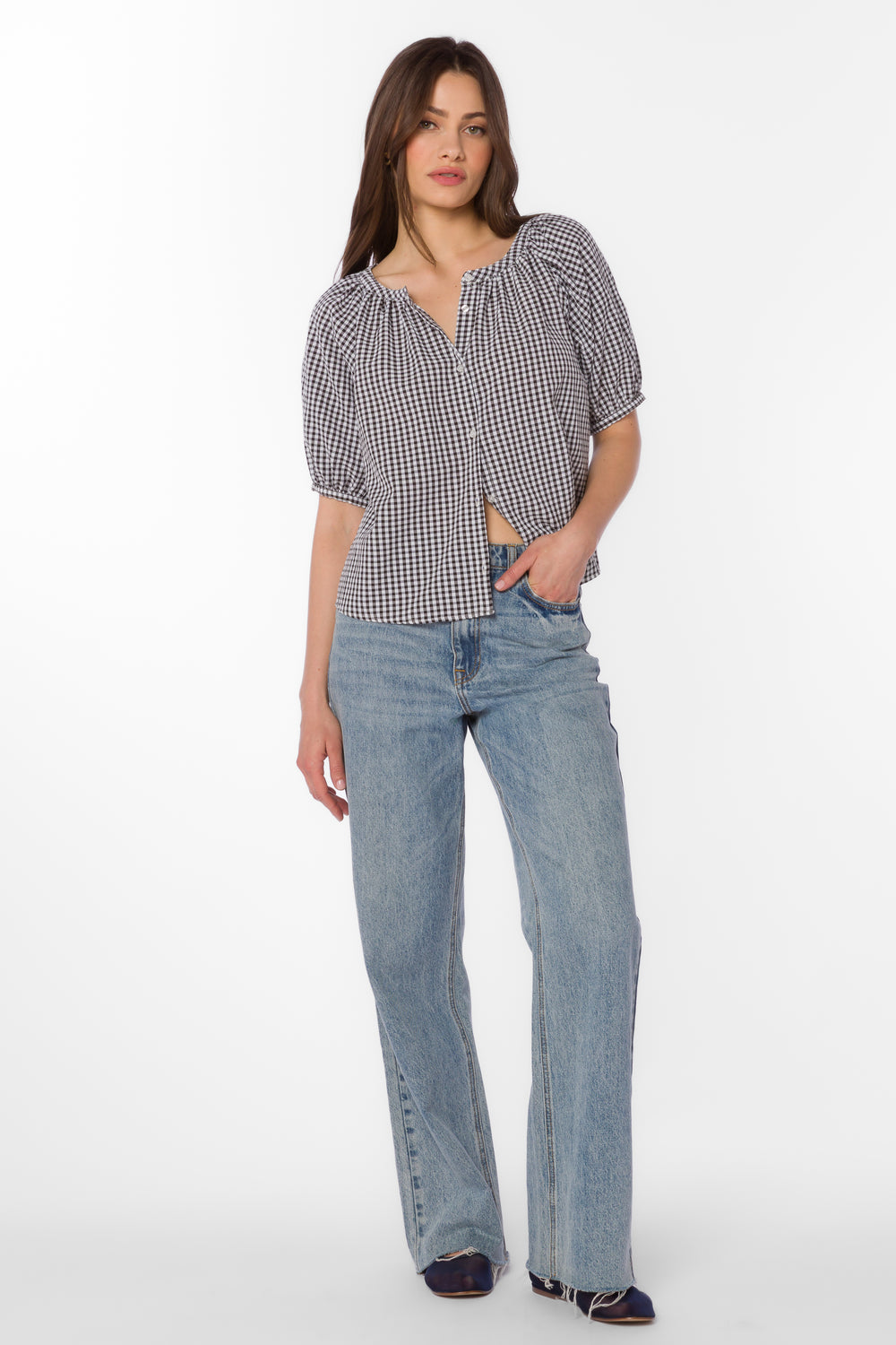 Ottilie Black Gingham Top - Tops - Velvet Heart Clothing