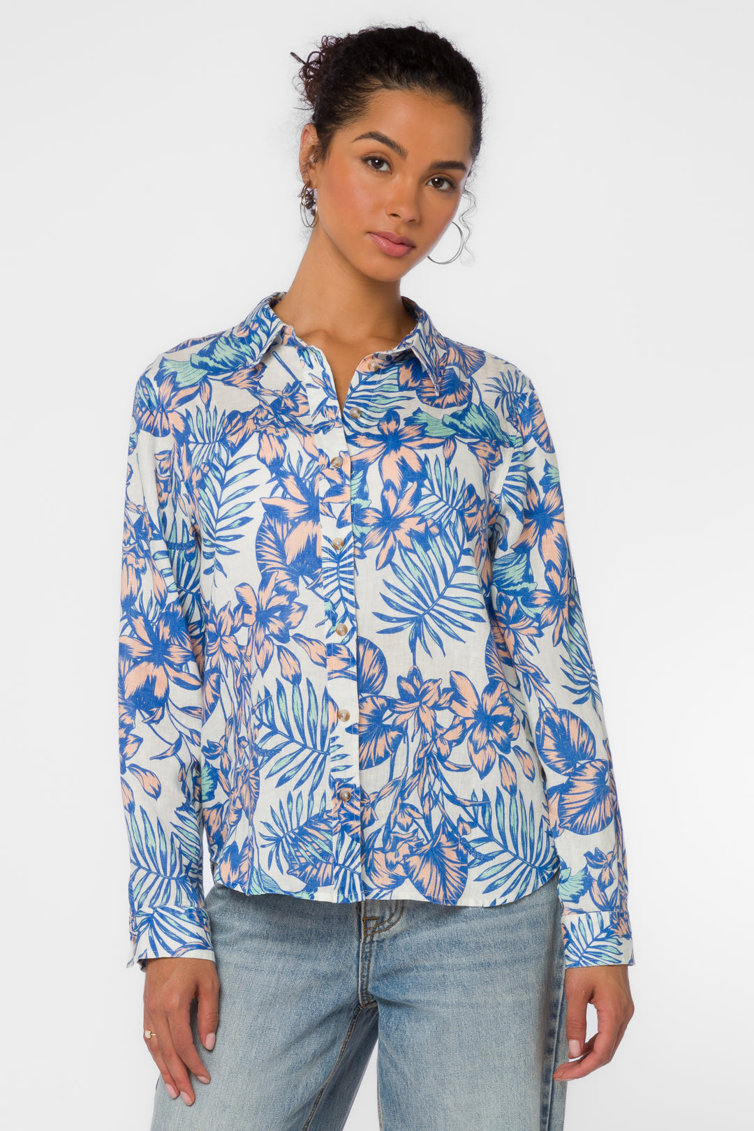 Paloma Blue Tropicana Shirt - Tops - Velvet Heart Clothing