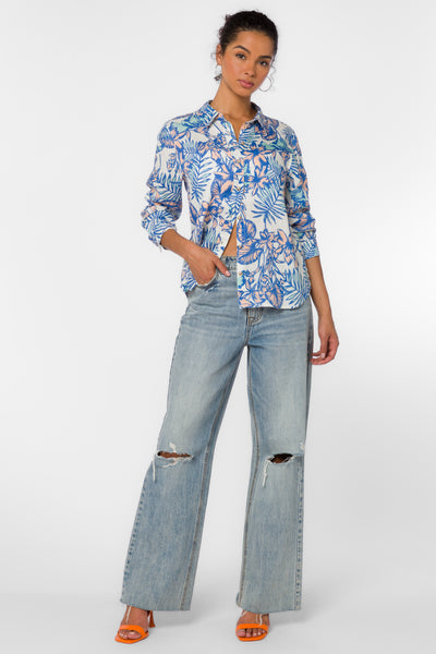 Paloma Blue Tropicana Shirt - Tops - Velvet Heart Clothing
