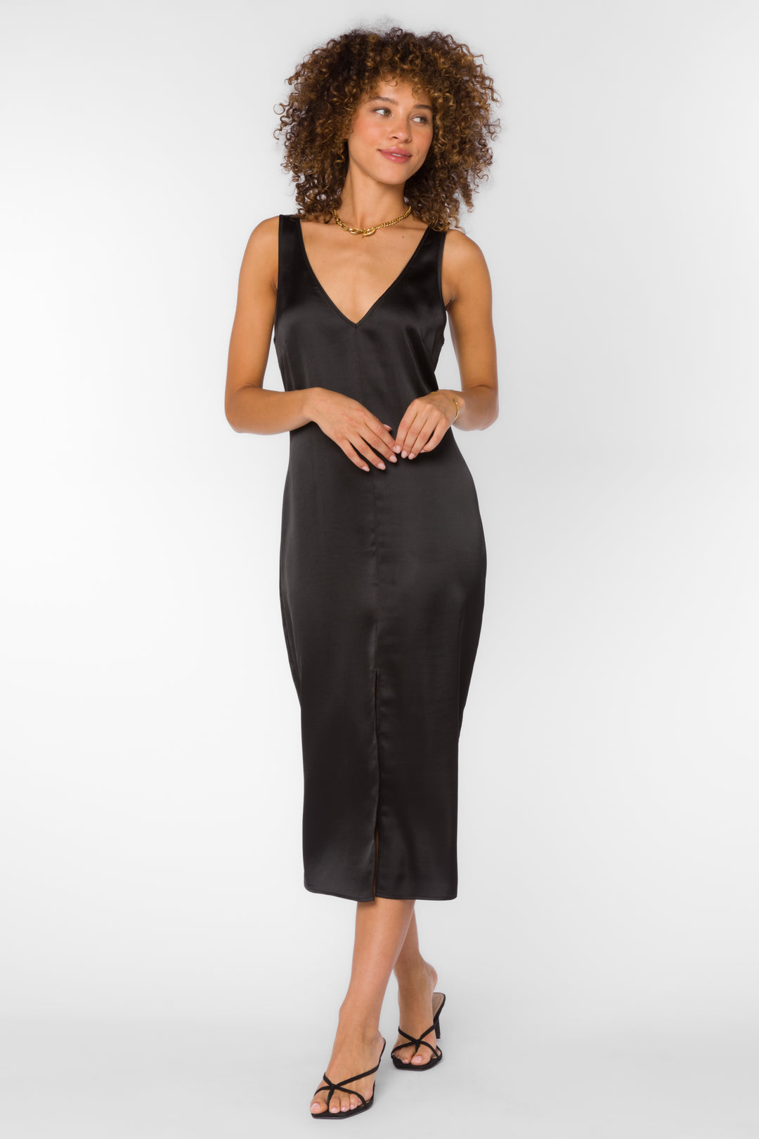 Pandora Black Slip Dress - Dresses - Velvet Heart Clothing