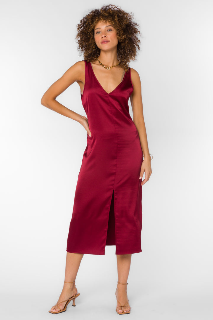 Pandora Crimson Slip Dress - Dresses - Velvet Heart Clothing