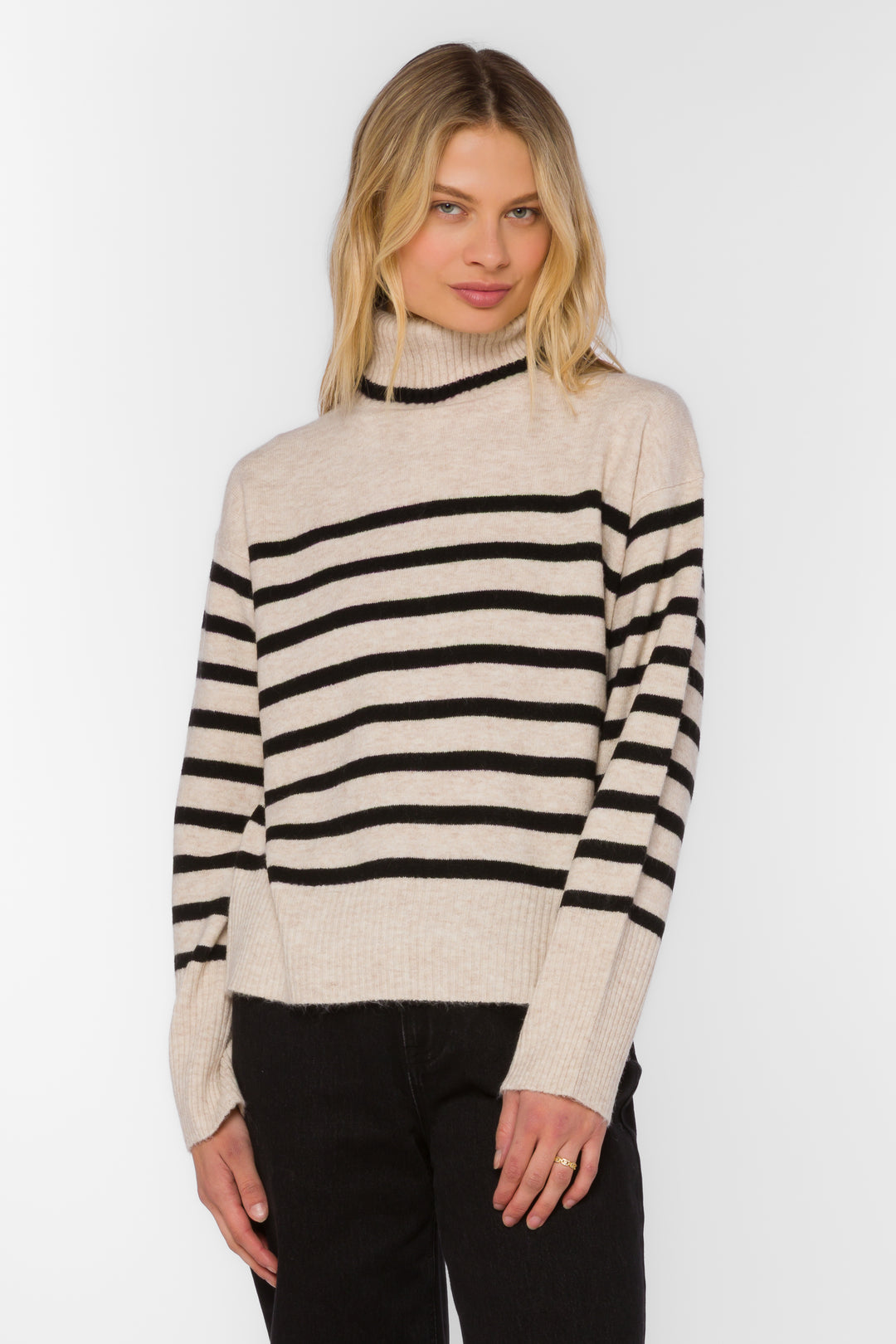Parley Oatmeal Black Stripe Sweater - Sweaters - Velvet Heart Clothing