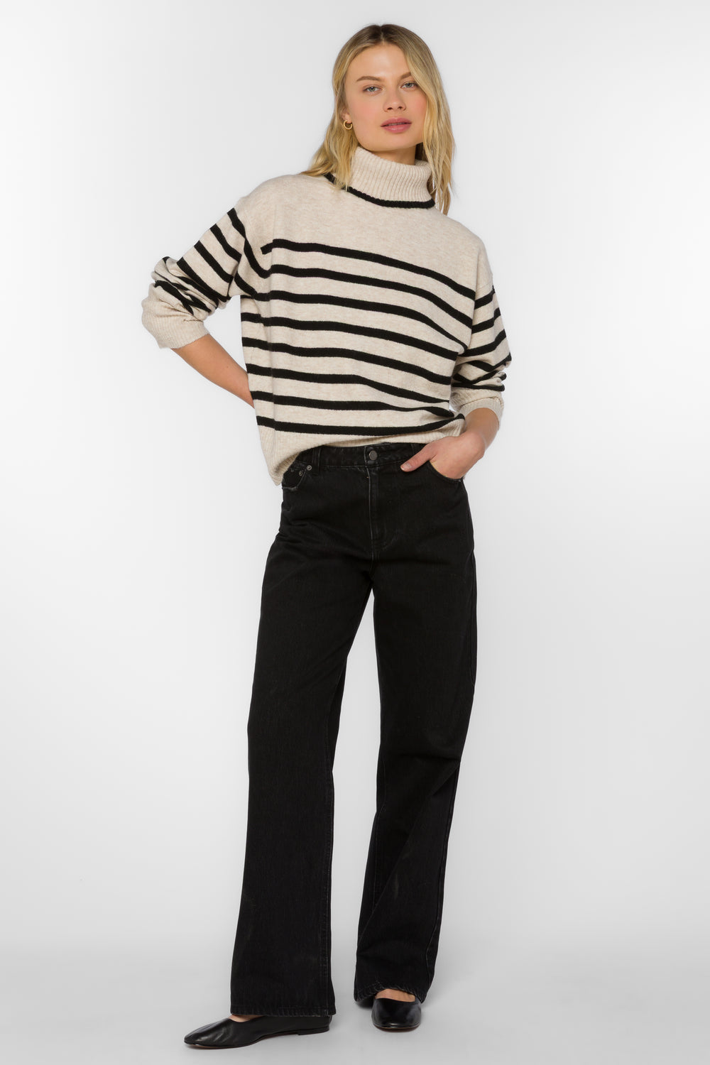 Parley Oatmeal Black Stripe Sweater - Sweaters - Velvet Heart Clothing
