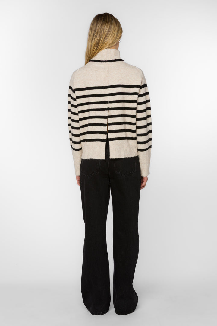 Parley Oatmeal Black Stripe Sweater - Sweaters - Velvet Heart Clothing