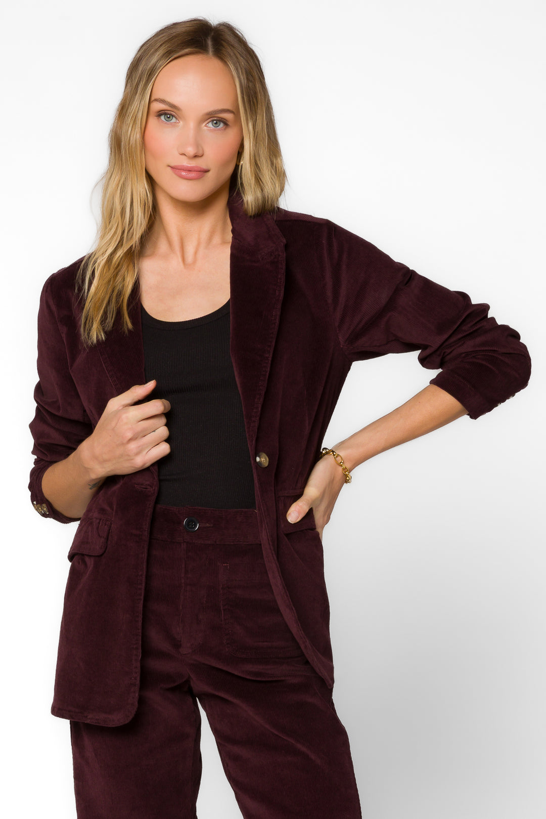 Patty Deep Plum Blazer - Jackets & Outerwear - Velvet Heart Clothing