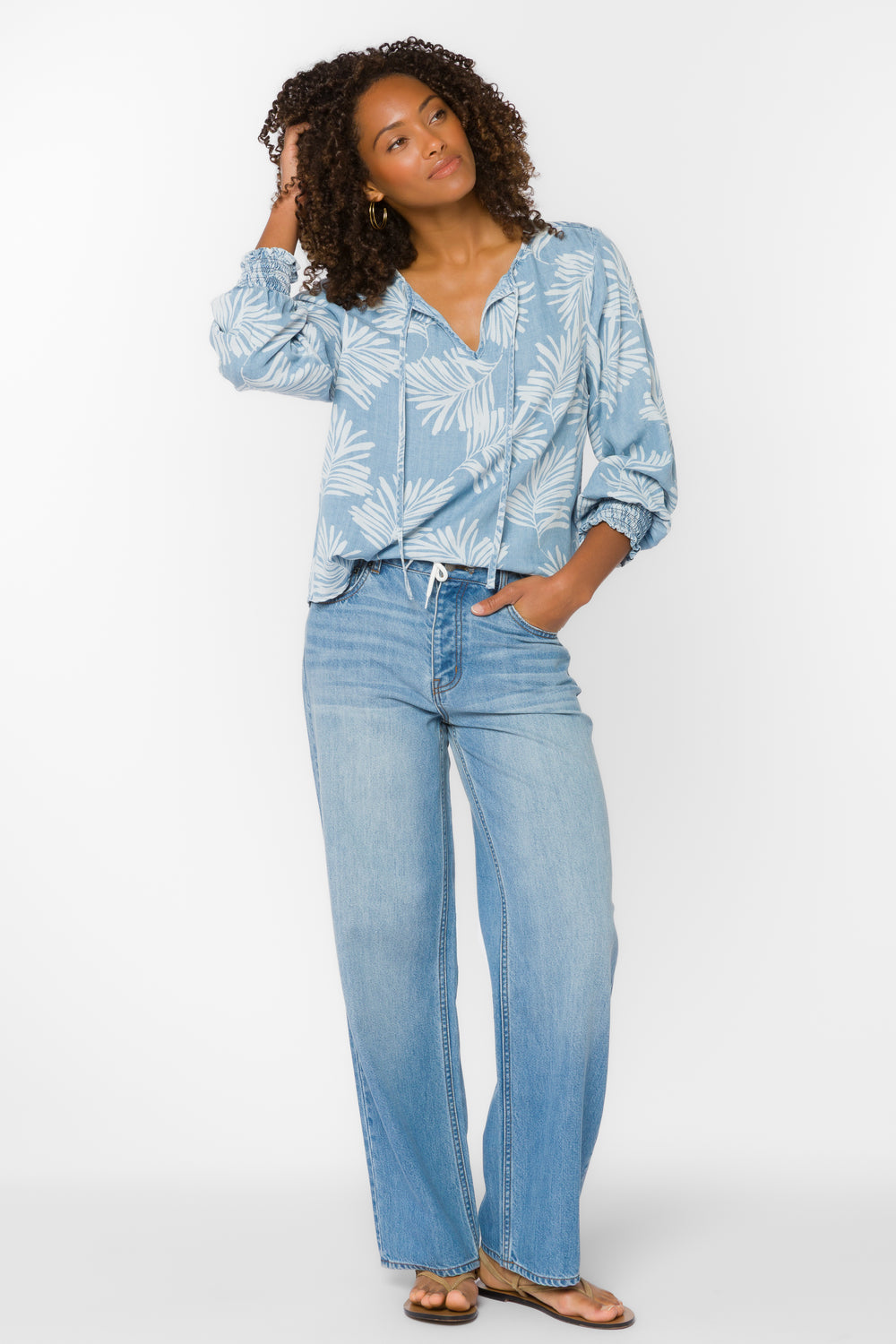 Penny Palm Leaf Top - Tops - Velvet Heart Clothing