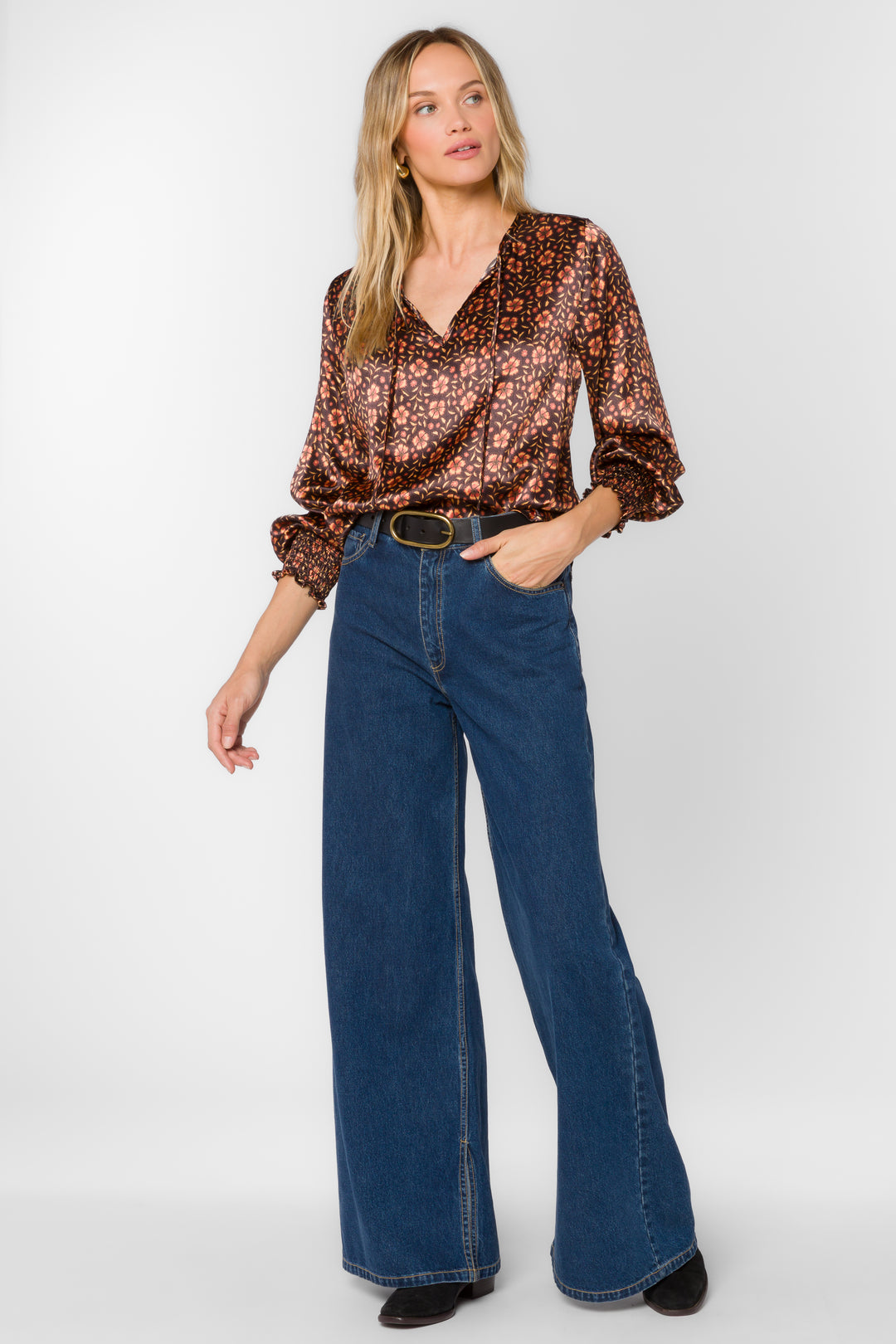 Penny Brown Pansy Top - Tops - Velvet Heart Clothing