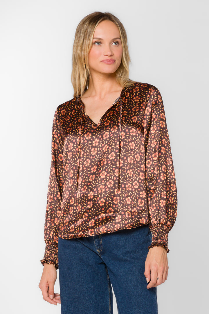 Penny Brown Pansy Top - Tops - Velvet Heart Clothing