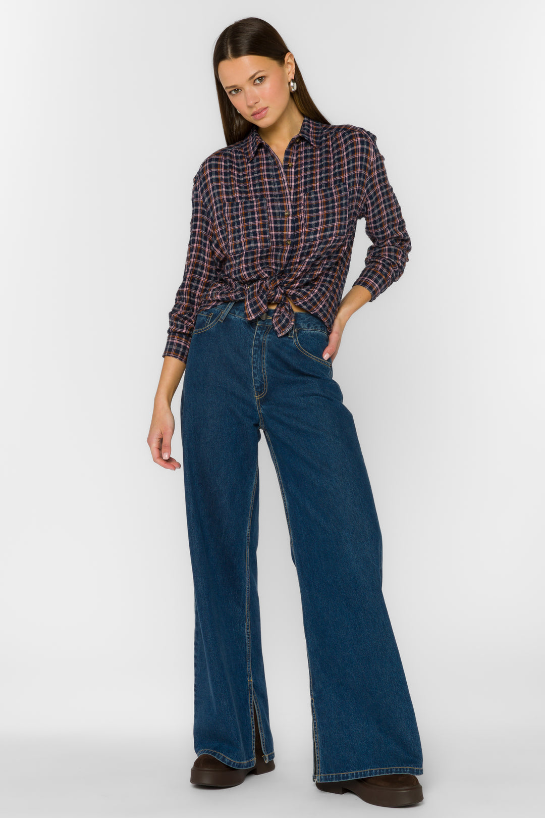 Pierra Patriot Plaid Shirt - Tops - Velvet Heart Clothing