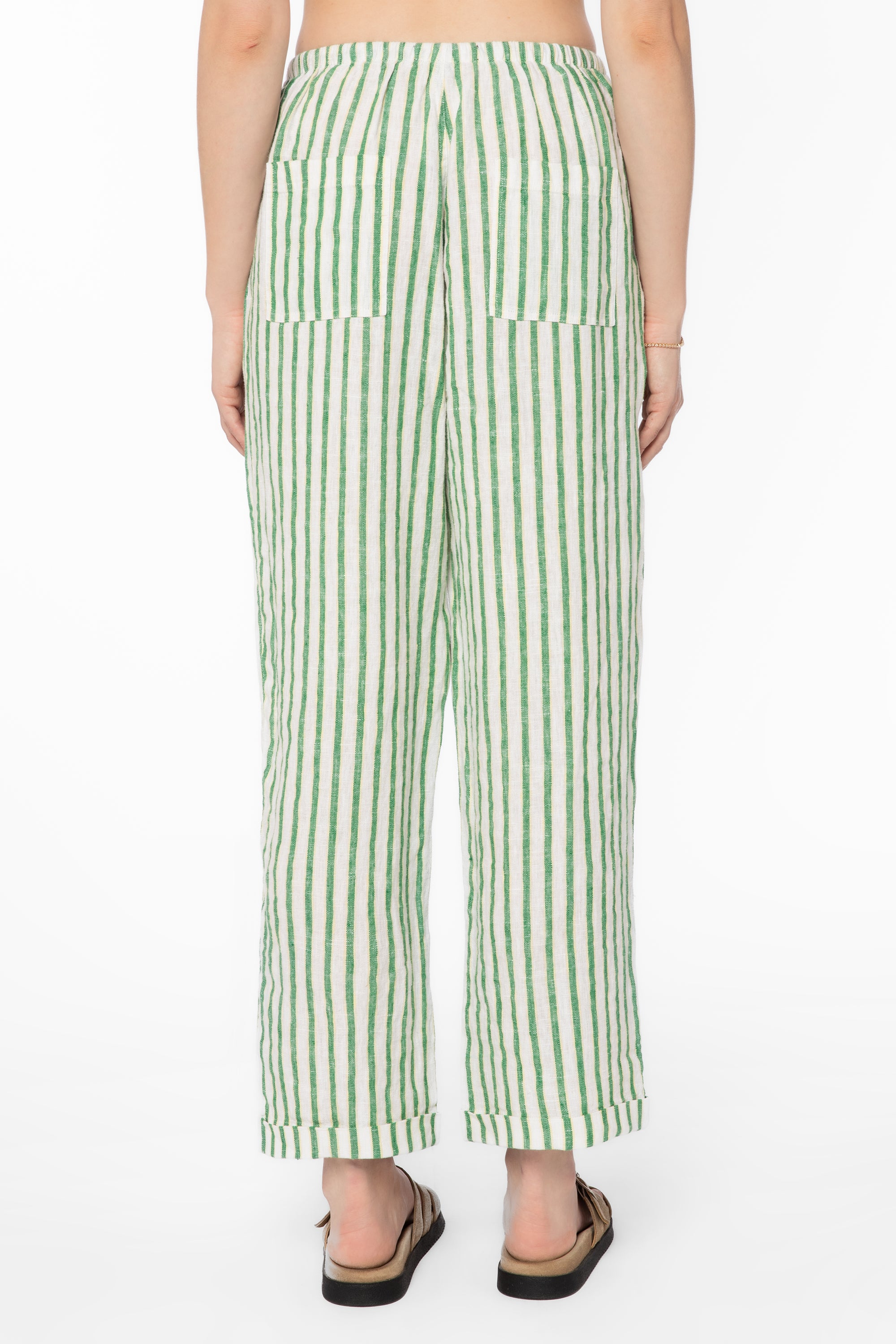 Pierre Green Stripe Pants - Bottoms - Velvet Heart Clothing