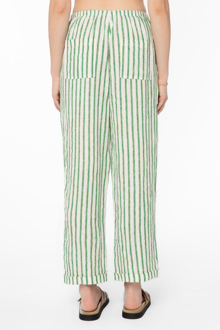Pierre Green Stripe Pants - Bottoms - Velvet Heart Clothing