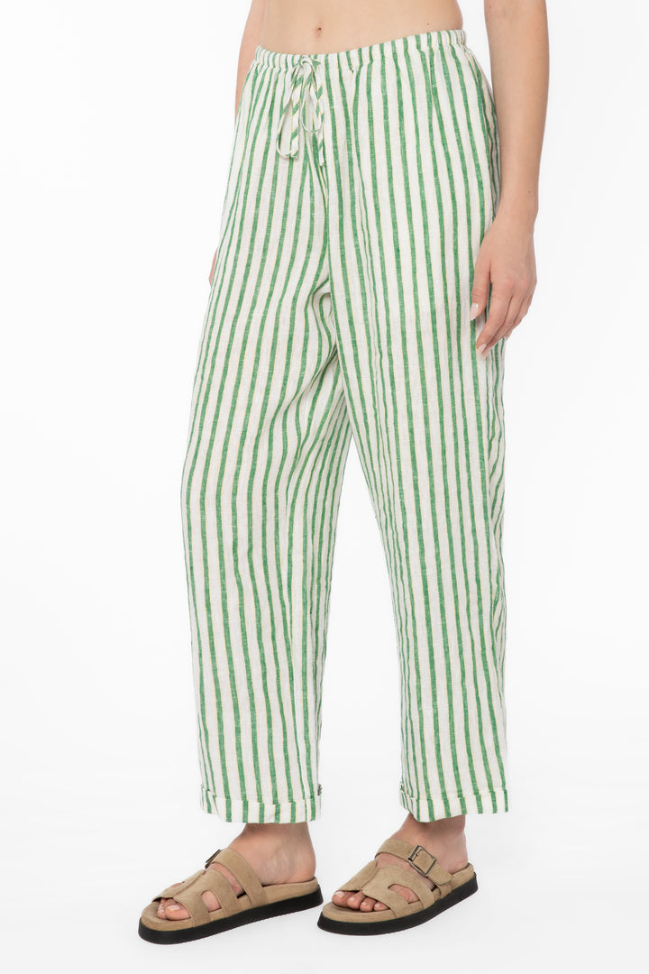 Pierre Green Stripe Pants - Bottoms - Velvet Heart Clothing