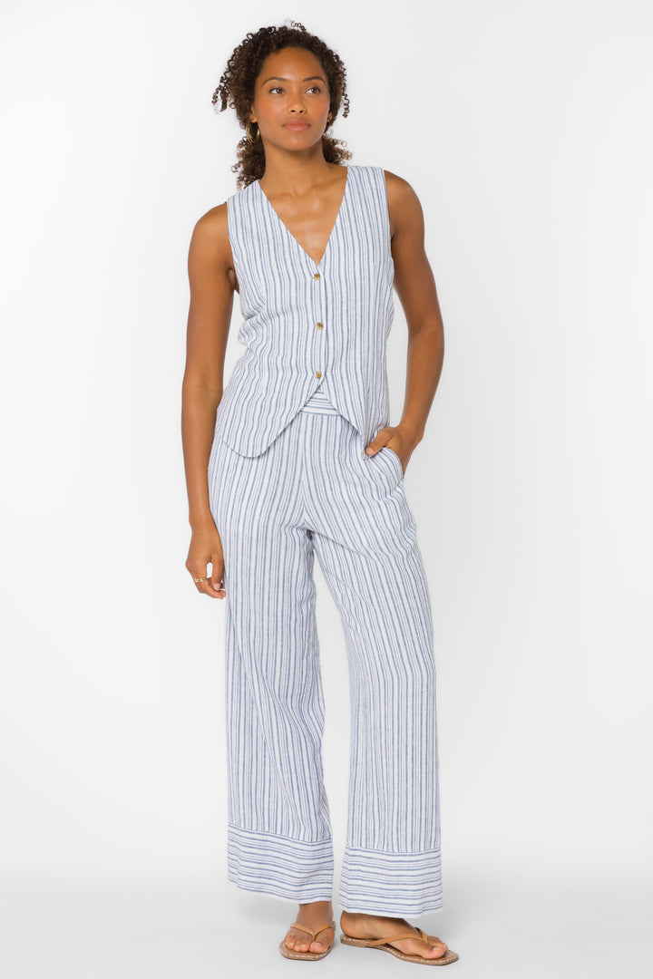 Quincy Blue Stripe Vest - Tops - Velvet Heart Clothing