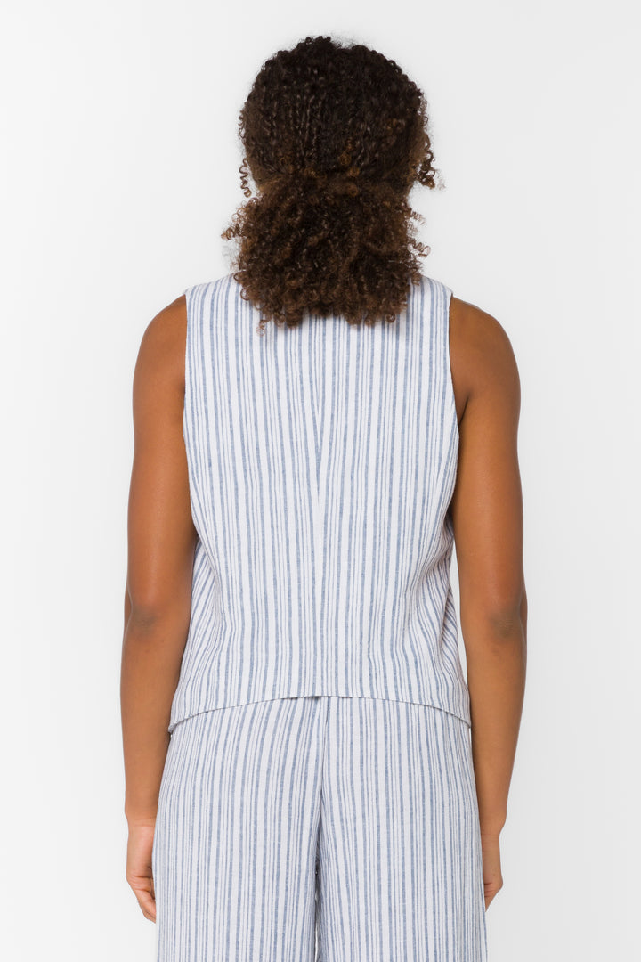 Quincy Blue Stripe Vest - Tops - Velvet Heart Clothing